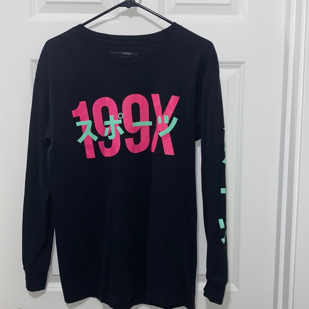 Fashion Nova Men Long Sleeve Black T-Shirt